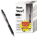 Pentel WOW! Ballpoint Pen Value Pack, Retractable, Medium 1 mm, Black Ink, Black Barrel, 36/Pack