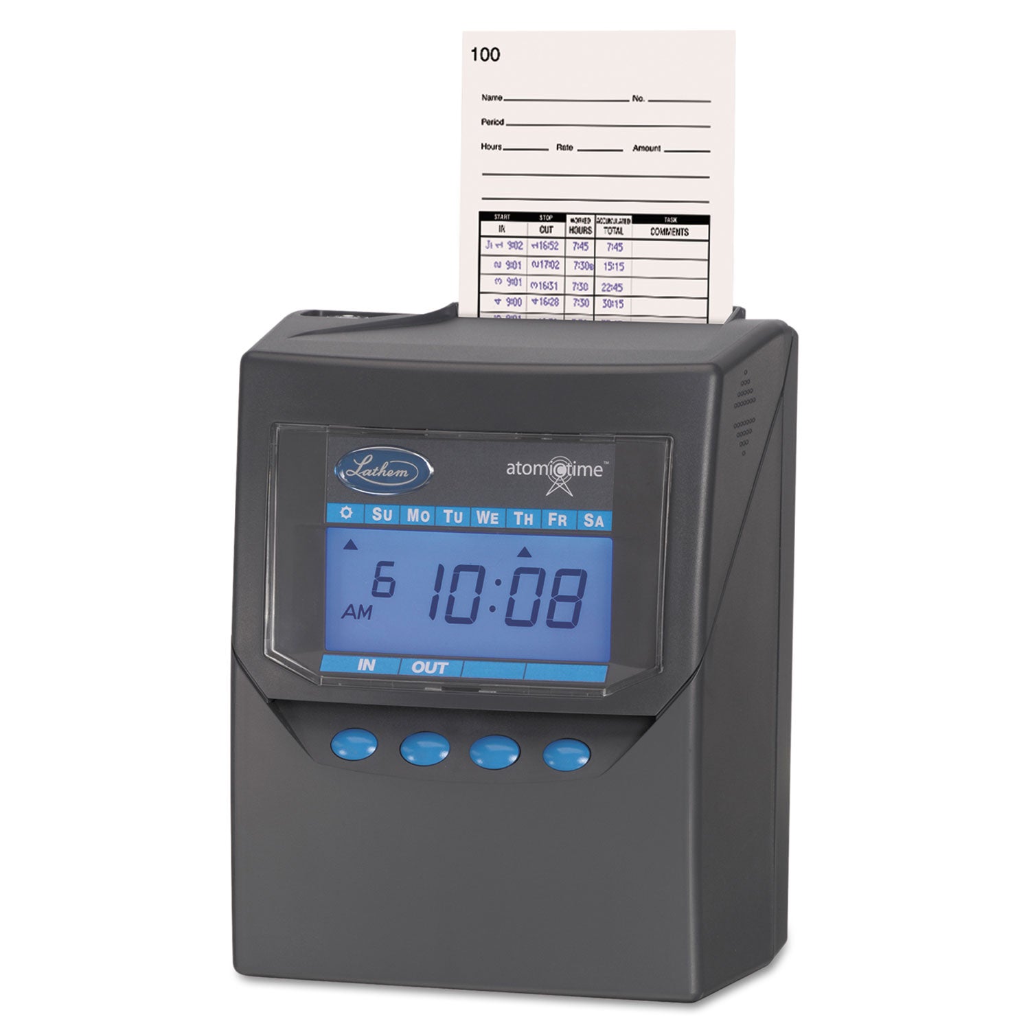7500E Totalizing Time Recorder, LCD Display, Charcoal by Lathem LTH7500E