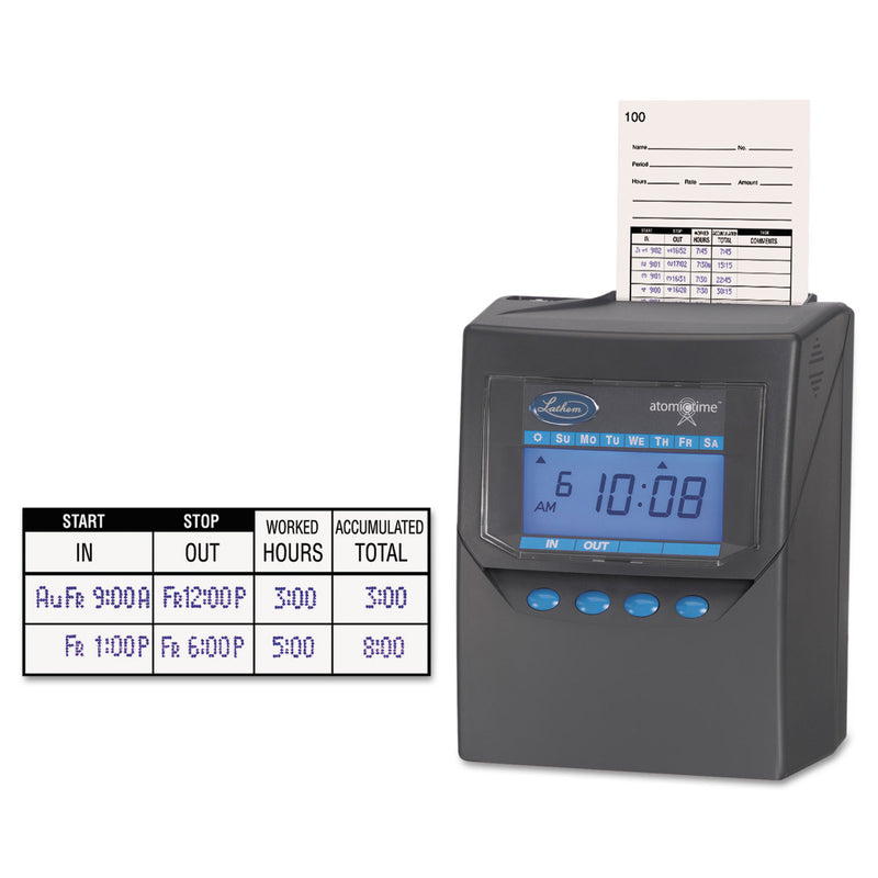 Lathem 7500E Totalizing Time Recorder, LCD Display, Charcoal