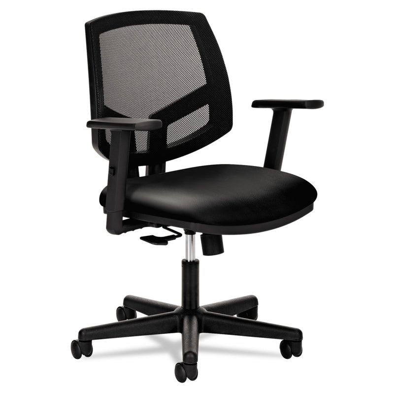 HON Volt Series Mesh Back Leather Task Chair with Synchro-Tilt, Supports Up to 250 lb, 18.13" to 22.38" Seat Height, Black
