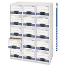 Bankers Box STOR/DRAWER STEEL PLUS Extra Space-Savings Storage Drawers, Letter Files, 10.5" x 25.25" x 6.5", White/Blue, 12/Carton