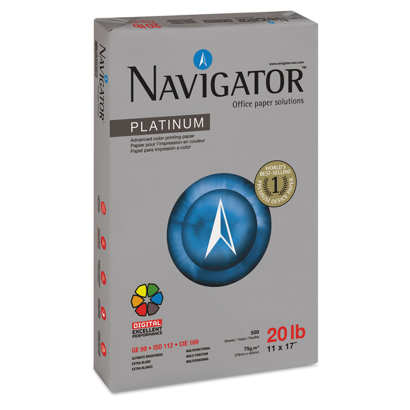 Navigator Platinum Paper, 99 Bright, 20 lb Bond Weight, 11 x 17, White, 500 Sheets/Ream, 5 Reams/Carton