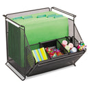 Safco Onyx Stackable Mesh Storage Bin, 4 Compartments, Steel Mesh, 14 x 15.5 x 11.75, Black