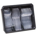 Dixie Cutlery Keeper Tray with Clear Plastic Utensils: 600 Forks, 600 Knives, 600 Spoons