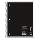 Universal Wirebound Notebook, 1 Subject, Medium/College Rule, Black Cover, 11 x 8.5, 100 Sheets
