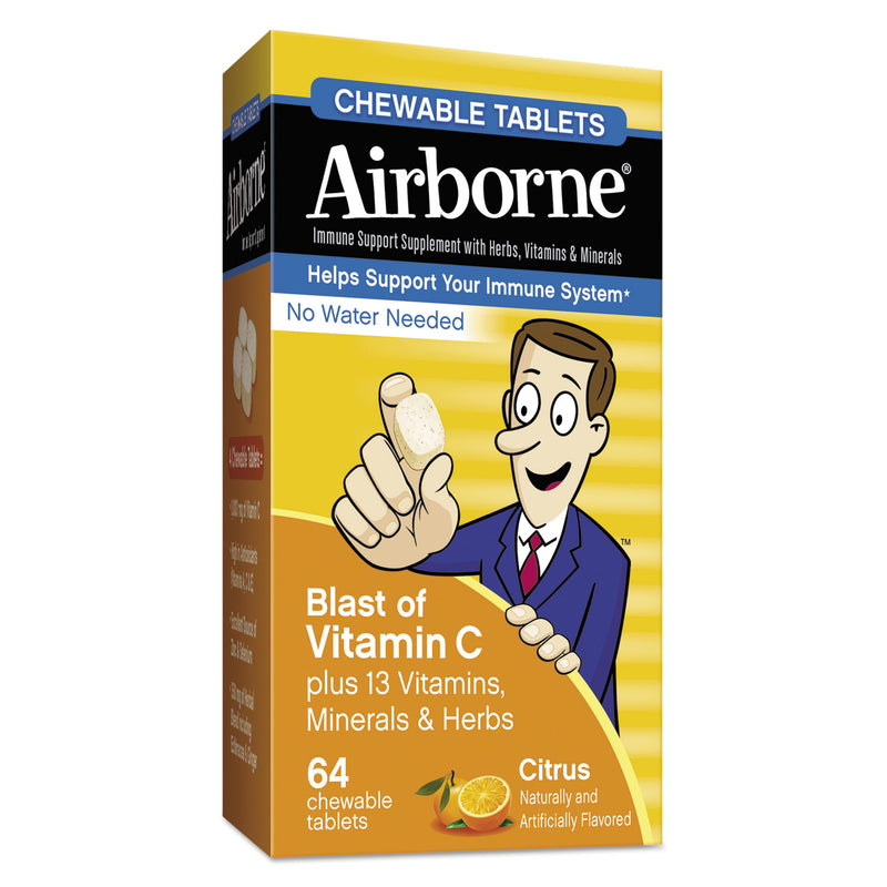 Airborne Immune Support Chewable Tablet, Citrus, 64 Count