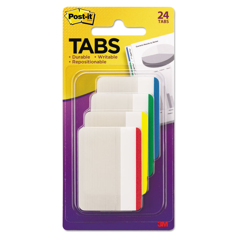 Post-it Lined Tabs, 1/5-Cut, Assorted Colors, 2" Wide, 24/Pack