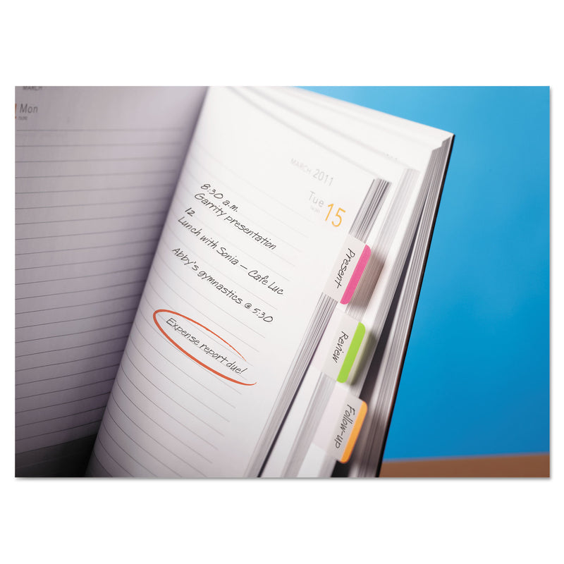 Post-it 1" Lined Tabs, 1/5-Cut, Assorted Bright Colors, 1" Wide, 66/Pack