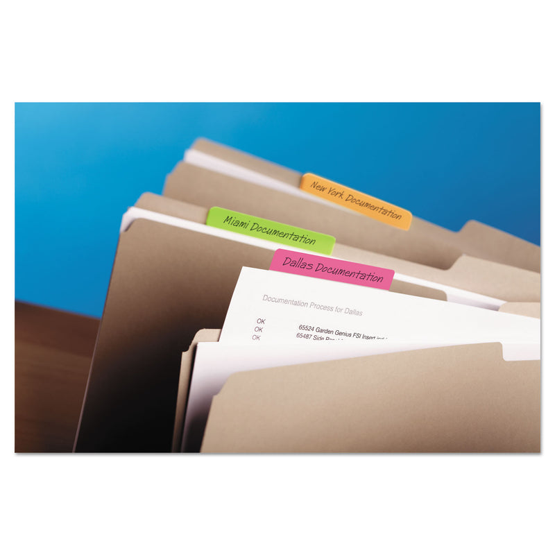 Post-it Solid Color Tabs, 1/3-Cut, Assorted Bright Colors, 3" Wide, 24/Pack