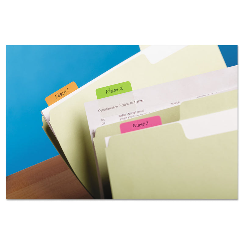 Post-it Solid Color Tabs, 1/5-Cut, Assorted Bright Colors, 2" Wide, 24/Pack