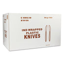 GEN Wrapped Cutlery, 6.25" Knife, Mediumweight, Polypropylene, White, 1,000/Carton