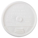 Dart Sip Thru Lids, Fits 10 oz to 14 oz Foam Cups, Plastic, White, 100/Pack, 10 Packs/Carton
