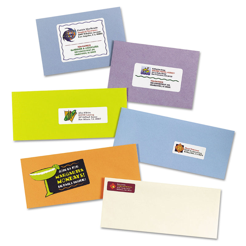 Avery Vibrant Inkjet Color-Print Labels w/ Sure Feed, 1 x 2.63, Matte White, 600/PK