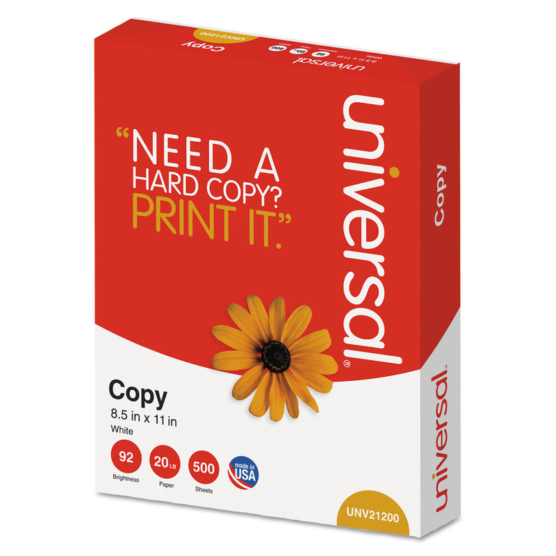 Universal Copy Paper, 92 Bright, 20 lb Bond Weight, 8.5 x 11, White, 500 Sheets/Ream, 10 Reams/Carton