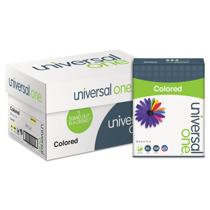 Universal Deluxe Colored Paper, 20 lb Bond Weight, 8.5 x 11, Canary, 500/Ream