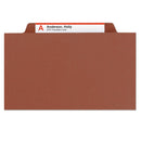 Smead 100% Recycled Pressboard Classification Folders, 1 Divider, Letter Size, Red, 10/Box