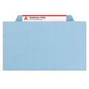 Smead Eight-Section Pressboard Top Tab Classification Folders with SafeSHIELD Fasteners, 3 Dividers, Letter Size, Blue, 10/Box