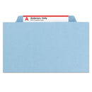 Smead 6-Section Pressboard Top Tab Pocket-Style Classification Folders with SafeSHIELD Fasteners, 2 Dividers, Letter, Blue, 10/Box