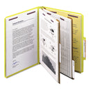 Smead Six-Section Pressboard Top Tab Classification Folders with SafeSHIELD Fasteners, 2 Dividers, Letter Size, Yellow, 10/Box