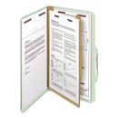 Smead Pressboard Classification Folders with SafeSHIELD Coated Fasteners, 2/5 Cut, 1 Divider, Legal Size, Gray-Green, 10/Box