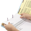 Smead Six-Section Pressboard Top Tab Classification Folders with SafeSHIELD Fasteners, 2 Dividers, Legal Size, Blue, 10/Box