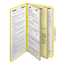 Smead Six-Section Pressboard Top Tab Classification Folders with SafeSHIELD Fasteners, 2 Dividers, Legal Size, Yellow, 10/Box