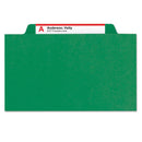 Smead 6-Section Pressboard Top Tab Pocket-Style Classification Folders with SafeSHIELD Fasteners, 2 Dividers, Letter, Green, 10/Box