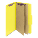 Smead Six-Section Pressboard Top Tab Classification Folders with SafeSHIELD Fasteners, 2 Dividers, Legal Size, Yellow, 10/Box