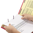Smead 6-Section Pressboard Top Tab Pocket-Style Classification Folders with SafeSHIELD Fasteners, 2 Dividers, Letter, Red, 10/Box