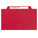 Smead Six-Section Pressboard Top Tab Classification Folders with SafeSHIELD Fasteners, 2 Dividers, Letter Size, Bright Red, 10/Box