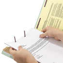 Smead Pressboard Classification Folders with SafeSHIELD Coated Fasteners, 2/5 Cut, 1 Divider, Legal Size, Gray-Green, 10/Box