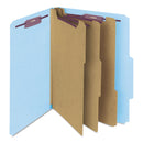 Smead Eight-Section Pressboard Top Tab Classification Folders with SafeSHIELD Fasteners, 3 Dividers, Letter Size, Blue, 10/Box