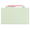 Smead Pressboard Classification Folders with SafeSHIELD Coated Fasteners, 2/5 Cut, 1 Divider, Legal Size, Gray-Green, 10/Box