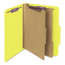 Smead Six-Section Pressboard Top Tab Classification Folders with SafeSHIELD Fasteners, 2 Dividers, Letter Size, Yellow, 10/Box