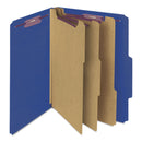 Smead Eight-Section Pressboard Top Tab Classification Folders with SafeSHIELD Fasteners, 3 Dividers, Letter Size, Dark Blue, 10/Box