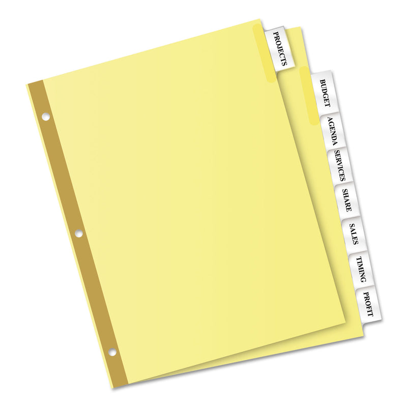 Avery Insertable Big Tab Dividers, 8-Tab, Double-Sided Gold Edge Reinforcing, 11 x 8.5, Buff, Clear Tabs, 1 Set