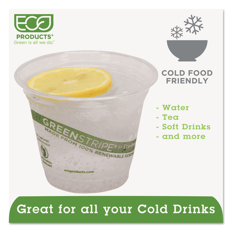 Eco-Products GreenStripe Renewable and Compostable Cold Cups, 9 oz, Clear, 50/Pack, 20 Packs/Carton