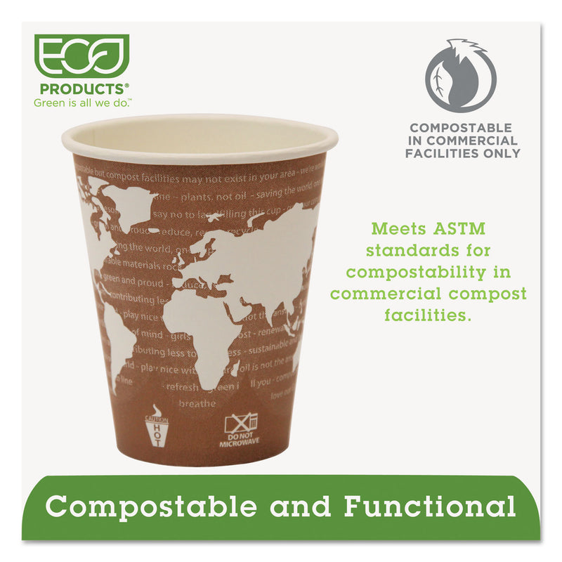 Eco-Products World Art Renewable and Compostable Hot Cups, 8 oz, 50/Pack, 20 Packs/Carton