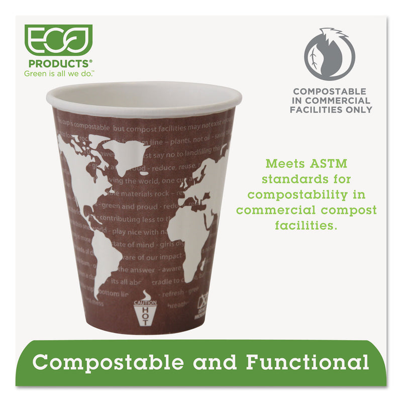 Eco-Products World Art Renewable and Compostable Insulated Hot Cups, PLA, 8 oz, 40/Pack, 20 Packs/Carton