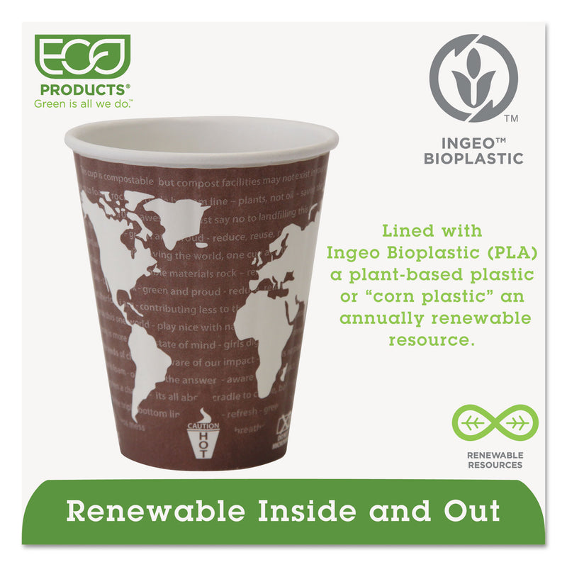 Eco-Products World Art Renewable and Compostable Insulated Hot Cups, PLA, 8 oz, 40/Pack, 20 Packs/Carton