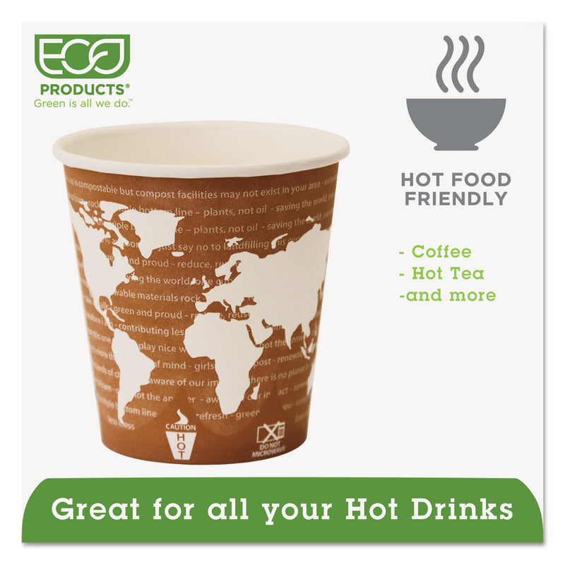 Eco-Products World Art Renewable and Compostable Hot Cups, 10 oz, 50/Pack, 20 Packs/Carton