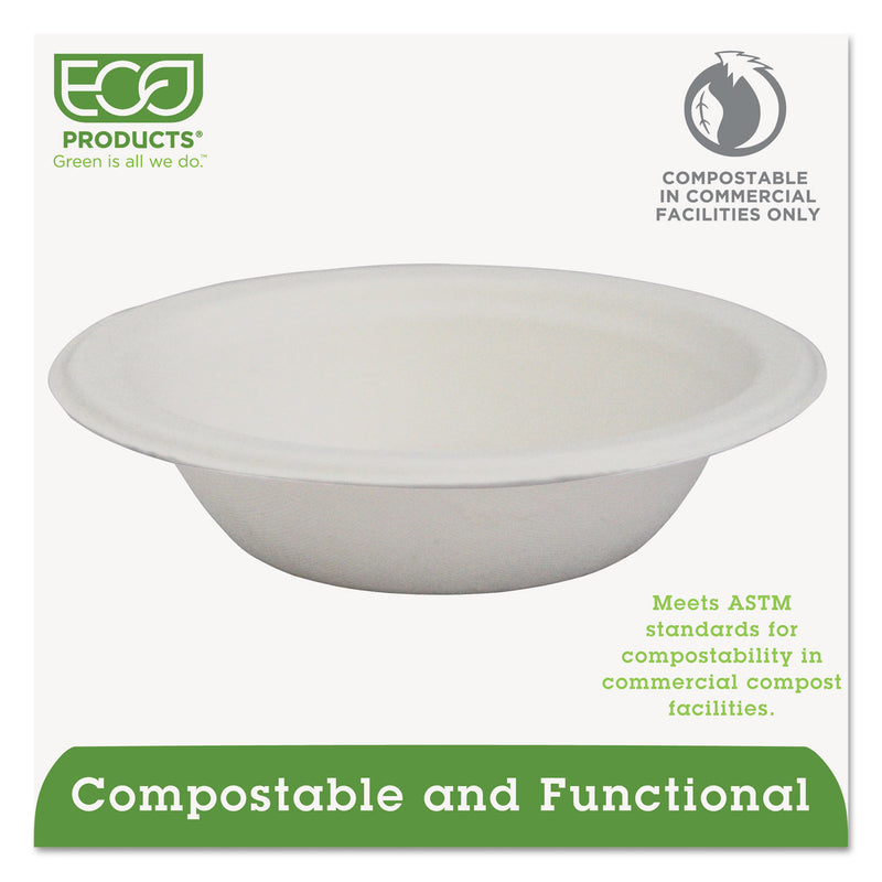 Eco-Products Renewable and Compostable Sugarcane Bowls, 12 oz, Natural White, 50/Pack, 20 Packs/Carton