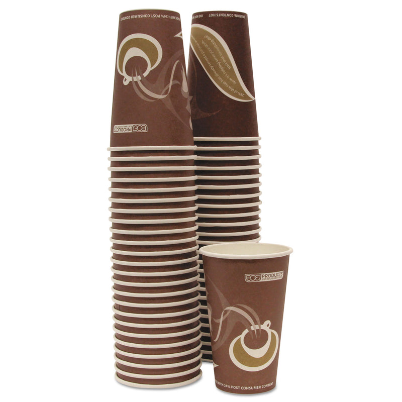Eco-Products Evolution World 24% Recycled Content Hot Cups 16 oz, 50/Pack, 20 Packs/Carton
