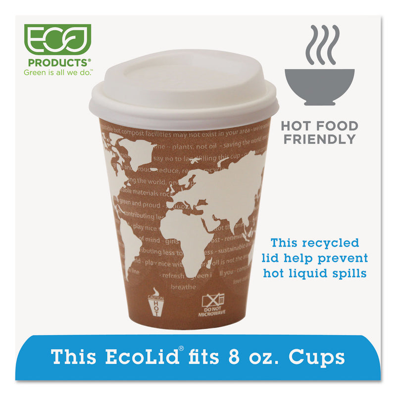 Eco-Products EcoLid 25% Recycled Content Hot Cup Lid, White, Fits 8 oz Hot Cups, 100/Pack, 10 Packs/Carton
