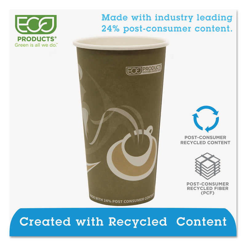 Eco-Products Evolution World 24% Recycled Content Hot Cups, 20 oz, 50/Pack, 20 Packs/Carton