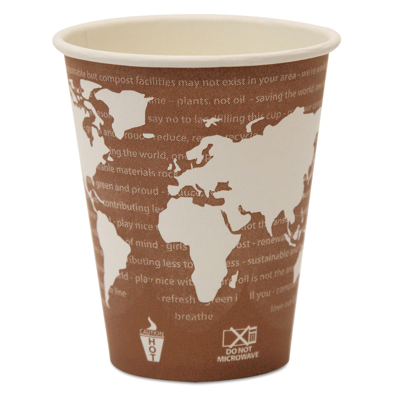 Eco-Products World Art Renewable and Compostable Hot Cups, 8 oz, 50/Pack, 20 Packs/Carton
