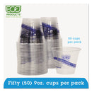 Eco-Products BlueStripe 25% Recycled Content Cold Cups Convenience Pack, 9 oz, Clear/Blue, 50/Pack