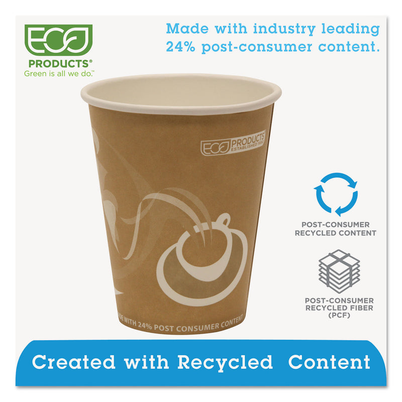 Eco-Products Evolution World 24% Recycled Content Hot Cups, 8 oz, 50/Pack, 20 Packs/Carton