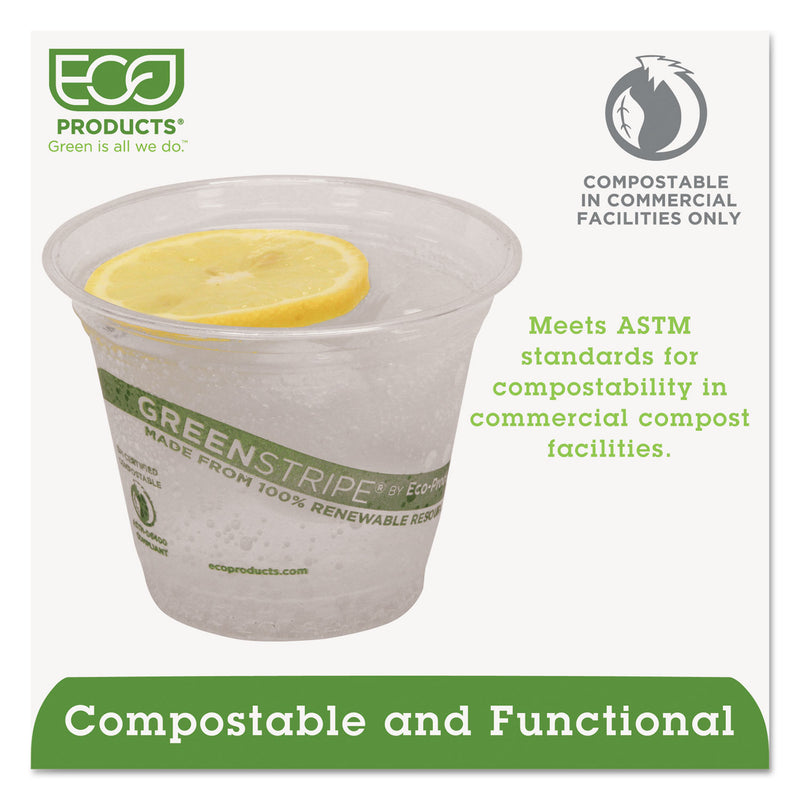 Eco-Products GreenStripe Renewable and Compostable Cold Cups, 9 oz, Clear, 50/Pack, 20 Packs/Carton