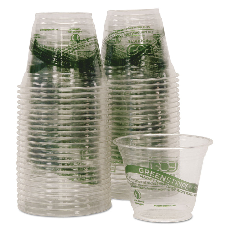 Eco-Products GreenStripe Renewable and Compostable Cold Cups Convenience Pack, 9 oz, Clear, 50/Pack
